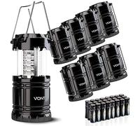 Vont Paquete de 2 faroles LED portátiles para acampar al aire libre, kit de supervivencia para huracán, emergencia, tormenta, cortes (negro, plegable)