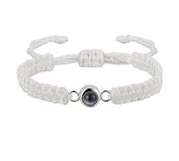 VONX Regalos Navidad Personalizado Pulsera con Foto Dentro, Pulsera con foto Personalizada, Pulseras Personalizadas con Proyección de Imagen Regalo Detalles para padre, Pareja, Amigo, Novio Blanca