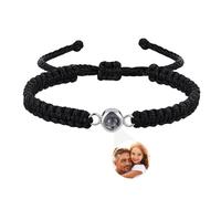 VONX Regalos Navidad Personalizado Pulsera con Foto Dentro, Pulsera con foto Personalizada, Pulseras Personalizadas con Proyección de Imagen Regalo Detalles para padre, Pareja, Amigo, Novio Negera