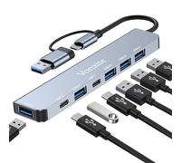 Vonxite Adaptador USB C 7 en 1, adaptador multipuerto USB C, hub USB C con 2 puertos de datos USB-C, USB 3.0 y 3USB2.0, concentrador USB tipo C portátil para tableta, laptop, PS5/PS4, interruptor,