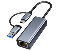 Vonxite Adaptador USB C a Ethernet 1000Mbps,2 en 1 Adaptador USB Ethernet RJ45 1Gbps Compatible con Switch, MacBook, Laptop,Huawei,Tablet,Win 11/10/ 8.1/8, iOS, Mac OS,Linux