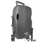 Vonyx AP1200PA Altavoz PA 12" con 3 micros UHF y Bluetooth | Bluetooth integrado, batería recargable, para presentaciones y karaoke, incluye 3 micrófonos UHF y USB