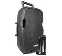 Vonyx AP1200PA Altavoz PA Bluetooth 12" 600W con 2 micros | Bluetooth integrado, batería recargable, para presentaciones y eventos, 2 micrófonos UHF y USB