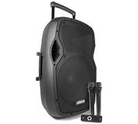Vonyx AP1500PA - Sistema de megafonía móvil, Altavoz Bluetooth con batería, Altavoz para Fiestas de 800W con micrófono 2 x UHF, Altavoz Grande, MP3 - Conexión USB/SD, asa, Ruedas de Transporte