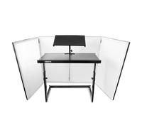 Vonyx - Cabina DJ plegable con mueble ajustable y pantalla frontal | Bandeja superior inclinable para portátil, mesa de 1 metro para mezcladores, pantalla de 4 paneles en lycra, sin herramientas