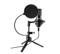 Vonyx CM300B - Micrófono de Estudio USB con Soporte de Mesa para Podcast | Micrófono condensador USB cardioide con soporte plegable, filtro pop y shockmount, para podcast, juegos y streaming