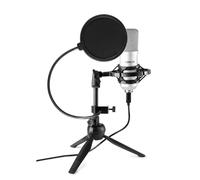 Vonyx CM300S micrófono USB de Estudio Color Titanio con Soporte Plegable, Filtro antipop, Parabrisas, suspensión amortiguadora y Cable USB, Ideal para Podcast, Voz o Gaming