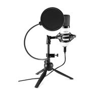 Vonyx CM300W micrófono de Estudio USB Blanco con Soporte de Mesa Plegable, Filtro antipop, Amortiguador y Parabrisas, Ideal para Podcast, Streaming, Voz o Gaming