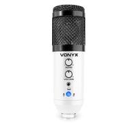 Vonyx CMS320W - Micrófono de Estudio cardioide USB Blanco con Brazo