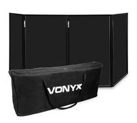 Vonyx DB2B - Pantalla frontal plegable con lycra negra y su bolsa | 4 paneles plegables de 70x120 cm, oculta cables y equipos, estructura ligera en acero, para bodas, clubes y fiestas