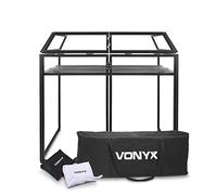 Vonyx DB3 - Mesa de DJ portátil Grande de Aluminio Plegable con Lycra | Estructura de aluminio plegable, telas de licra blanca y negra incluidas, bolsa de transporte a juego, para DJ móvil