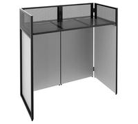 Vonyx DB4 Pro - Mesa de DJ plegable con ribete blanco y negro incluido | Estructura metálica plegable, carga hasta 25 kg, bolsa de transporte incluida, para DJ móvil en celebraciones y bodas