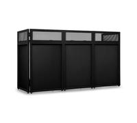 Vonyx DBA200 - Cabina DJ Plegable de 2 Metros con Mesa Perforada para DJ | Mesa perforada ventilada, fundas lycra ignífugas blanco y negro, bolsa de transporte incluida, carga hasta 30 kg