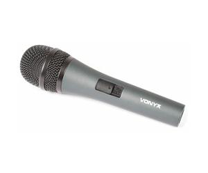Vonyx DM825 Micrófono cardioide dinámico unidireccional, carcasa metálica resistente y para-vientos interno para actuaciones, eventos, charlas, DJ y karaoke con cable XLR-jack de 6,3 mm de 5 metros