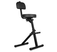 Vonyx GST15 - Taburete para guitarra con respaldo extraíble, asiento viscoelástico, altura ajustable, plegable, estructura metálica, reposapiés y patas antideslizantes para músicos y DJ