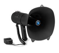 Vonyx MEG090 Megáfono con Bluetooth de 90W Recargable con Sirena y micrófono, función de grabación, Potente megáfono de Rango hasta 1400 Metros, USB, SD, MP3 y AUX, megáfono con Bandolera, Negro