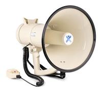 Vonyx MEG120 Megáfono Bluetooth de 120W Recargable con Sirena, función de grabación, megáfono Profesional con micrófono, Rango Sonido de 1600 Metros, USB, SD, MP3 y AUX, megáfono con Correa, Beige