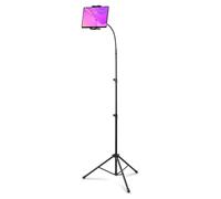 Vonyx S10TH Soporte para tablet ajustable tipo pie de micrófono | Altura regulable de 67 a 152 cm, soporte universal para tablet, cuello de cisne 360°, diseño plegable
