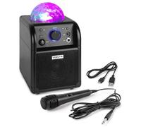 Vonyx SBS50B Altavoz Karaoke Bluetooth 50W con micrófono, batería integrada, Efecto de luz LED RGB, Entrada AUX y Eco de Voz, portátil y Recargable