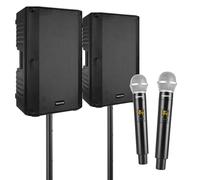 Vonyx Set de Karaoke para Adultos VSA120S - 800W, Bluetooth, Micrófonos Inalámbricos UHF, Woofer de 12", Soportes Ajustables, Fácil Instalación, Sonido Potente y Profesional para Fiestas