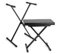 Vonyx set soporte y banco teclado ajustable | Altura regulable, asiento acolchado, antideslizante, plegable, fácil de transportar, ideal para casa o escenario