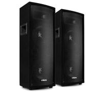 Vonyx SL28 - Set de 2 Altavoces pasivos 1600W con Doble woofer de 8", Bass Reflex, Asas, sombrerete para trípode y Conexiones Jack y Abrazadera, Ideal para Eventos, DJ y Sonido Profesional