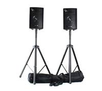 VONYX Sound Pack - 2 Altavoces Pasivos, 400W de Potencia, Woofer de 8", con Soportes de Altavoz y Maletín de Transporte, Ideal para DJs Móviles, Incluye 2 Soportes de Suelo para Altavoces