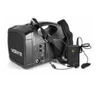 Vonyx ST012 - Altavoz portátil Bluetooth con micrófono inalámbrico Headset UHF, Altavoz Activo autoamplificado 100W con USB MP3, batería Recargable y woofer 6,5", Equipo portátil, Color Negro