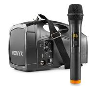 Vonyx ST014 - Megáfono portátil con batería y micrófono de Mano, Sonido Portátil 30W RMS, Receptor Bluetooth, Entrada y Salida de Jack, Puerto USB, Correa de Transporte, Ideal Tours y presentaciones