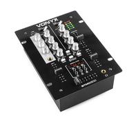Vonyx STM-2300 Mezclador de 2 canales - Entrada de línea/phono RCA conmutable, salida RCA y salida de auriculares, EQ de 3 bandas, ecualizador de micrófono de 2 bandas, ideal para DJ móviles