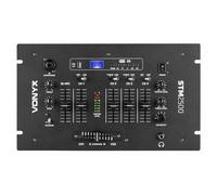 Vonyx STM2500 Mezclador DJ de 5 canales con Bluetooth y USB | Reproductor MP3 USB, Bluetooth, función Talkover, preescucha por canal y medidor VU LED