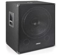 Vonyx SWA18 Subwoofer PA Activo 46cm (18") (500W Potencia máx, Conectores XLR RCA, Brida Estándar, Bass Reflex, Asa Transporte), Subwoofer Activo para DJ con Soporte y Revestimiento de Fieltro Negro