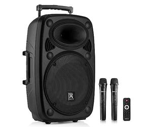Vonyx Verve38 - Altavoz portátil autoamplificado de 800W con batería, Bluetooth, subwoofer de 12", Reproductor USB/SD/MP3, Entrada AUX, 2 micrófonos UHF, Karaoke y Mando a Distancia, Color Negro