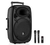 Vonyx Verve46 - Altavoz Bluetooth de 1000w, Altavoz autoamplificado portatil con microfono Karaoke, Bluetooth Speaker USB, SD, MP3, AUX, 2 microfonos UHF, Mando a Distancia, Subwoofer 15", Negro