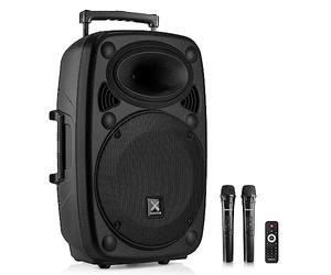 Vonyx Verve46 Altavoz Bluetooth Potente 1000w, Altavoz autoamplificado portatil con microfono Karaoke, Bluetooth Speaker USB, SD, MP3, AUX, 2 microfonos UHF, Mando a Distancia, Subwoofer 15", Negro