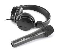 Vonyx VH120 y Fenton DM105 Set DJ con Auriculares Plegables con Graves potentes y micrófono dinámico con Cable de 3 m, Conectores Jack/XLR, Ideal para Mezclas y animación