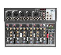 Vonyx VMM-F701 Mesa de mezclas de 7 canales con USB, 5 entrada de micrófono jack/XLR, 2 entradas jack, salida máster con Jack, Bluetooth, phantom +48v, salida de auriculares, efecto delay