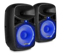 Vonyx VPS082A - Sistema de Sonido 400W con Bluetooth, Reproductor USB/SD, micrófono, Mando a Distancia, LED rítmicos, Altavoz Activo y pasivo 8", Ideal para Karaoke, DJ y Fiestas