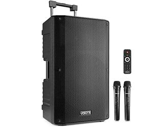 Vonyx VSA700 Altavoz PA Bluetooth 15" 1000W con 2 micros | Bluetooth integrado, batería recargable, perfecto para grandes eventos, incluye 2 micrófonos UHF y reproducción USB
