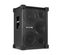 Vonyx VSB208 - Altavoz Activo Bluetooth 2x8 1000W con batería Color Negro | Bluetooth 5.3 integrado, entradas XLR, jack, USB y microSD, uso interior y exterior en fiestas, carga inalámbrica incluida