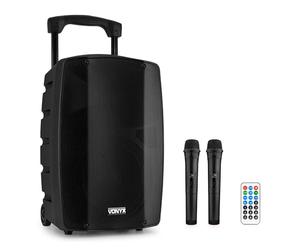 Vonyx VSP200 Pack Altavoz PA Bluetooth con trípode y Funda | Bluetooth integrado, batería recargable, perfecto para eventos móviles, trípode incluido y fácil transporte