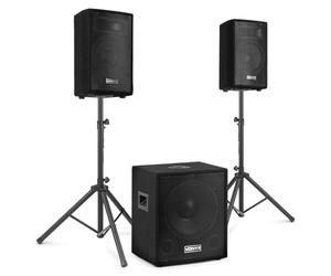 Vonyx VX0812BT Sistema de Sonido Activo 800W con Bluetooth | Soportes y mando incluidos, control de graves y agudos, montaje Plug & Play, entrada para micrófono