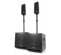Vonyx VX1000BT Sistema de Sonido Activo 1000W con Bluetooth | Doble subwoofer, mando a distancia, control independiente de graves, montaje Plug & Play