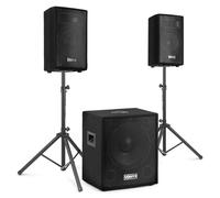 Vonyx VX1015BT Sistema de Sonido Activo 1000W con Bluetooth | Sonido potente y equilibrado, soportes incluidos, entrada para micrófono, montaje rápido Plug & Play