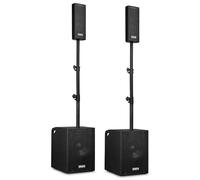 Vonyx VX1020BT - Sistema de Sonido 2.1 Activo con Bluetooth USB SD micrófono 1050W con subwoofers de 10 Pulgadas y Tops con Postes para DJ Eventos Fiestas Sonido Profesional portatil de DJs