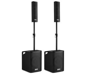 Vonyx VX1050BT - Sistema 2.2 Activo 1150W con Bluetooth, USB, SD, Doble subwoofer 12”, Micro, Trolley, Funda y Soportes, Equipo de Sonido Profesional para Eventos, Fiestas y DJ, Color Negro