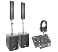 Vonyx VX1200 - Pack DJ con 2 Sistemas de 750W, Mezclador y su micrófono | Mezclador STM2290 con Bluetooth, micrófono DM58, auriculares SH120 y cableado, para usar sin más compras extra