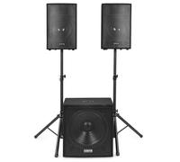 Vonyx VX1218BT - Pack de Sonido con Sub 12" BT + 2 satelites + Soportes | Incluye 2.1 altavoces y subwoofer, soportes incluidos y mando a distancia, para eventos y presentaciones