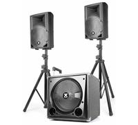 Vonyx VX800BT - Sistema 2.1 Activo 800W con Bluetooth, subwoofer 12”, Altavoces 8”, USB, SD, micrófono, Soportes y Mando, Equipo de Sonido Profesional para Fiestas y Eventos, Color Negro