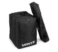 Vonyx VX808 - Pack de 2 fundas nylon protectoras para serie VX808 negras | Pack de 2 fundas de nylon para altavoz VX808, una para el subwoofer y otra con bandolera de transporte incluida, negras